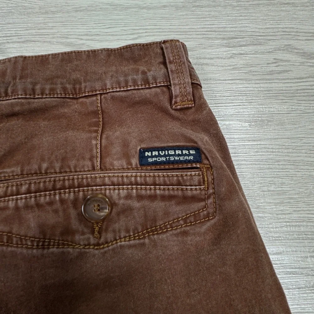 VTG Navigare Men's Pants Soft Slim Fit Brown Size 50 32(?) Italy Limited Retro